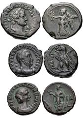 ROMAN. Provincial. Lot of three (3) BI Tetradrachms of Egypt, Alexandria. Includes: Vespasian. Dated RY 1 (AD 69). K&G 20.1 // Gallienus. Dated RY 9 (AD 261/2). K&G 90.56 // Salonina. Dated RY 14 of G