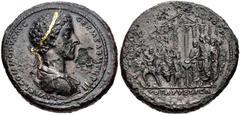Commodus. AD 177-192. Æ Medallion (39mm, 43.60 g, 11h). Rome mint. Struck early AD 178. L AVREL COMMODVS AVG GERM SARM TR P III, laureate, draped, and cuirassed bust right / [IMP II] COS P P, VOTA PVB