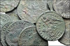 ROMAN. Imperial. Lot of fourteen (14) mostly Æ Centenionales of Constantius II. Lot comprised mostly of “soldier spearing fallen horseman” type of Constantius II. A couple of Constans probably mixed i