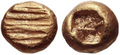 IONIA, Uncertain. Circa 650-600 BC. EL 1/24 Stater (6mm, 0.58 g). Milesian standard. Striated type. Flattened striated surface / Plain incuse punch. Weidauer –; Traité I 14–5; SNG Kayhan 682; SNG von 