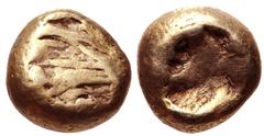 IONIA, Uncertain. Circa 650-600 BC. EL 1/24 Stater (5mm, 0.55 g). Milesian standard. Striated type. Flattened striated surface / Plain incuse punch. Weidauer –; Traité I 14–5; SNG Kayhan 682; SNG von 