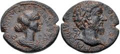 CILICIA, Irenopolis-Neronias. Marcus Aurelius, with Faustina Junior. AD 161-180. Æ (24mm, 9.61 g, 6h). Dated CY 119 (AD 170/1). Laureate head of Marcus right / Draped bust of Faustina right. SNG Franc