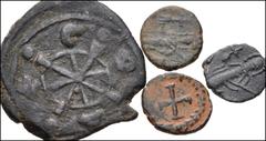 MIXED. Roman Imperial-Byzantine. Lot of four (4) mostly late Roman Æ Nummi. Includes: Theodosius II. Æ Nummus. Cross // Leo I. Æ Nummus. Verena standing (2) // Nicephorus III Botaniates. Æ Follis. SB 