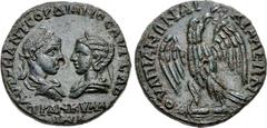 THRACE, Anchialus. Gordian III, with Tranquillina. AD 238-244. Æ Triassarion (24mm, 7.74 g, 7h). AVT K M ANT ΓOPΔIANOC AVΓ CAB, TRANKVΛΛ/INA in two lines in exergue, laureate, draped, and cuirassed bu