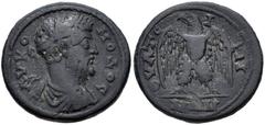 LYDIA, Thyateira. Commodus. AD 177-192. Æ (23mm, 7.58 g, 12h). Laureate, draped, and cuirassed bust right / Eagle standing facing, head left, with wings displayed. SNG Copenhagen 620; SNG von Aulock 3
