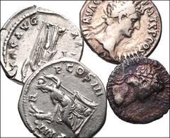 ROMAN. Provincial-Imperial. Lot of four (4) mostly AR Denarii from Nero to Hadrian. Includes: PROVINCIAL: Caesarea in Cappadocia. Nero. Hemidrachm // IMPERIAL DENARII: Nerva // Hadrian (2). Near VF to