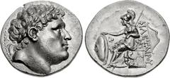 KINGS of PERGAMON. Eumenes I. 263-241 BC. AR Tetradrachm (30mm, 16.93 g, 1h). Struck circa 263-255/50 BC. Laureate head of Philetairos right / Athena enthroned left, resting elbow on small sphinx, hol