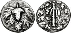 IONIA, Ephesos. Circa 180-160 BC. AR Didrachm (20mm, 5.21 g, 12h). Cistophoric type. Lion skin draped over club; all within ivy wreath / Grape cluster over leaves; [EΦ]E to lower left; [to lower right