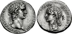 CAPPADOCIA, Caesarea-Eusebia. Nero, with Agrippina Junior. AD 54-68. AR Drachm (17mm, 3.68 g, 12h). Struck AD 54-56. Laureate head of Nero right / Draped bust of Agrippina left, hair in plait; behind 