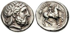 MACEDON, Kings of. Philip II. Estimate $400 MACEDON, Kings of. Philip II. 359-336 BC. AR Tetradrachm (14.44 gm). Amphipolis mint. Struck 323-315 BC. Laureate head of Zeus right / Youth on horseback ri