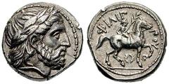 MACEDON, Kings of. Philip II. Estimate $500 MACEDON, Kings of. Philip II. 359-336 BC. AR Tetradrachm (14.31 gm). Amphipolis mint. Struck 323-315 BC. Laureate head of Zeus right / Youth on horseback ri