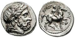 MACEDON, Kings of. Philip II. Estimate $750 MACEDON, Kings of. Philip II. 359-336 BC. AR Tetradrachm (14.41 gm). Amphipolis mint. Struck 323-315 BC. Laureate head of Zeus right / Youth on horseback ri