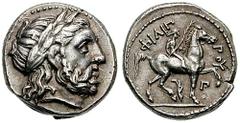 MACEDON, Kings of. Philip II. Estimate $500 MACEDON, Kings of. Philip II. 359-336 BC. AR Tetradrachm (14.35 gm). Amphipolis mint. Struck 323-315 BC. Laureate head of Zeus right / Youth on horseback ri