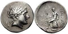 SYRIA, Seleukid Kings. Antiochos Hierax. Estimate $400 SYRIA, Seleukid Kings. Antiochos Hierax. 246-227 BC. AR Tetradrachm (16.89 gm). Alexandria Troas mint. Head of Antiochos right, wearing winged di