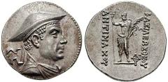 BAKTRIA, Graeco-Baktrian Kings. Antimachos I. Estimate $1000 BAKTRIA, Graeco-Baktrian Kings. Antimachos I. Circa 174-165 BC. AR Tetradrachm (16.82 gm). Diademed and draped bust right, wearing kausia /