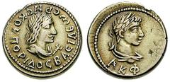 BOSPOROS, Kings of. Rheskuporis II with Severus Alexander. Estimate $500 BOSPOROS, Kings of. Rheskuporis II with Severus Alexander. 211-226 AD. AV Stater (7.79 gm). Year 521 (224/225 AD). Diademed and