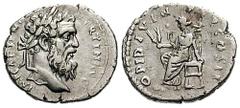 PERTINAX. Estimate $600 PERTINAX. 193 AD. AR Denarius (3.22 gm). Alexandria Mint. Laureate head right / Ops seated left, holding grain ears. RIC -; BMCRE -; RSC 33a. VF, good metal for this issue, sur