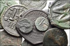 BYZANTINE. Lot of twelve (12) bronze coins from Anastasius to the anonymous issues. Includes: Anastasius. Æ Follis // Half Follis // Justin I. Æ Follis (2) // Justinian I. Æ Follis // Æ Half Follis //