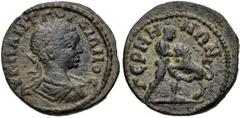 MYSIA, Germe. Gordian III. AD 238-244. Æ (20mm, 4.00 g, 6h). Laureate, draped, and cuirassed bust right / Hercules standing right, strangling the Nemean Lion. Ehling 281 (V20/R72 – this coin). VF, ear