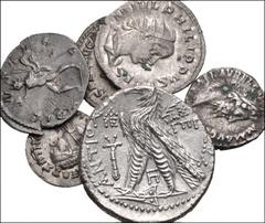 MIXED. Greek-Roman Imperial. Lot of six (6) silver issues. Includes: GREEK: Seleukid Kings of Syria. Antiochos VII Euergetes (Sidetes). AR Tetradrachm // ORIENTAL GREEK, Baktria. Menander I. Fourrée D