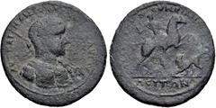 MYSIA, Miletopolis. Gordian III. AD 238-244. Æ Medallion (45mm, 33.68 g, 1h). Aurelius Hermus, strategos. Laureate and cuirassed bust right, holding scepter over shoulder / Gordian on horseback gallop