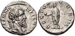 Didius Julianus. AD 193. AR Denarius (17mm, 3.04 g, 6h). Rome mint. Laureate head right / RECTOR ORBIS, emperor standing left, holding globe and scroll. RIC IV 3; RSC 15. VF, porous. The reverse of th