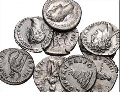 ROMAN. Imperial. Lot of nine (9) AR Denarii from Antoninus Pius to Lucius Verus. Includes: Antoninus Pius (2) // Antoninus Pius, with Marcus Aurelius as Caesar (2) // Divus Antoninus Pius // Marcus Au