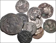 MIXED. Roman Provincial-Byzantine. Lot of eleven (11) coin. Includes: ROMAN PROVINCIAL: Bithynia, Nicaea. Severus Alexander. Æ Assarion // ROMAN REPUBLICAN: C. Marius C.f. Capito. Fourrée Denarius // 