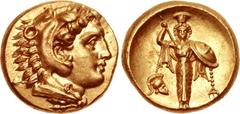 MYSIA, Pergamon. Circa 350-320 BC. AV Stater (17mm, 8.59 g, 1h). Head of Herakles right, wearing lion skin / Archaistic Palladion: statue of Pallas Athena standing facing, holding spear aloft in right