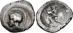 DYNASTS of LYCIA. Erbbina. Circa 390-380 BC. AR Stater (23mm, 8.47 g, 7h). Telmessos mint(?). Head of Athena left, wearing crested Attic helmet decorated with palmettes and floral ornament on the bowl