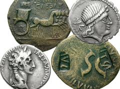 Collection of Ancient Imitation and Fourées of silver and bronze coins of the Roman Republican and Julio-Claudian Periods. 2nd century BC-1st century AD. Various denominations. Includes the following: