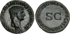 Germanicus. Died AD 19. Æ As (28mm, 10.59 g, 6h). Rome mint. Struck under Claudius, circa AD 41-54. GERMANICVS CAESAR TI AVG F DIVI AVG N, bare head right / TI CLAVDIVS CAESAR AVG GERM P M TP P IMP P 
