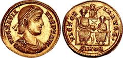 Gratian. AD 367-383. AV Solidus (22mm, 4.45 g, 6h). Sirmium mint. Struck AD 379-380. D N GRATIA NVS P F AVG, pearl-diademed, draped, and cuirassed bust right, wearing long sideburns / VICTOR IA AVGG •