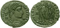 CONSTANTIUS II. 337-361 AD. Æ 23mm (4.56 gm). Siscia mint. Struck under Vetranio, 350 AD. D N CONSTAN-TIVS P F AVG, diademed, draped and cuirassed bust right; in fields, A behind head, star before / H