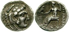 KINGS of MACEDON. Alexander III. 336-323 BC. AR Didrachm (7.63 gm). Estimate $2500  KINGS of MACEDON. Alexander III. 336-323 BC. AR Didrachm (7.63 gm). Uncertain mint. Head of Herakles right, wearing 