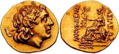 KINGS of THRACE. Lysimachos. 323-281 BC. AV Stater (8.45 gm). Estimate $1500 KINGS of THRACE. Lysimachos. 323-281 BC. AV Stater (8.45 gm). Byzantion mint. Struck circa 100 BC. Diademed head of deified