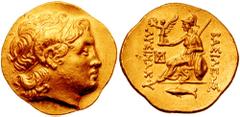 KINGS of THRACE. Lysimachos. 323-281 BC. AV Stater (8.47 gm). Estimate $2000 KINGS of THRACE. Lysimachos. 323-281 BC. AV Stater (8.47 gm). Kyzikos mint. Struck circa 250 BC. Diademed head of deified A