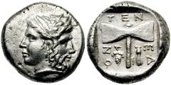 ISLANDS off TROAS. Tenedos. Circa 450-387 BC. AR Didrachm (6.23 gm). Estimate $2000 ISLANDS off TROAS. Tenedos. Circa 450-387 BC. AR Didrachm (6.23 gm). Janiform female and male heads (Hera and Zeus?)