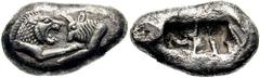KINGS OF LYDIA. Time of Kroisos. Circa 561-546 BC. AR Stater or Double Siglos (10.39 gm). Estimate $2000 KINGS OF LYDIA. Time of Kroisos. Circa 561-546 BC. AR Stater or Double Siglos (10.39 gm). Confr
