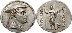 KINGS of BAKTRIA (Graeco-Baktrian). Antimachos I. Circa 174-165 BC. AR Tetradrachm (16.94 gm). Estimate $2000 KINGS of BAKTRIA (Graeco-Baktrian). Antimachos I. Circa 174-165 BC. AR Tetradrachm (16.94 