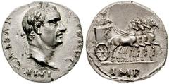 VESPASIAN. 69-79 AD. AR Denarius (3.42 gm). Uncertain mint. Estimate $1500 VESPASIAN. 69-79 AD. AR Denarius (3.42 gm). Uncertain mint. IMP CAESAR [VESPASIAN]VS AVG, laureate head right / IMP in exergu