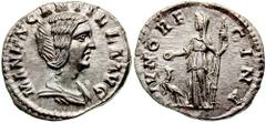 MANLIA SCANTILLA, wife of Didius Julianus. AR Denarius (2.74 gm). Estimate $5000 MANLIA SCANTILLA, wife of Didius Julianus. AR Denarius (2.74 gm). MANL SCANTILLA AVG, draped bust right / IVNO RE-GINA,