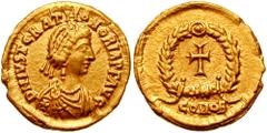 JUSTA GRATA HONORIA, sister to Valentinian III, Augusta after 425 AD. AV Tremissis (1.45 gm). Rome or Ravenna mint. Struck circa 439 AD. Estimate $2500 JUSTA GRATA HONORIA, sister to Valentinian III, 