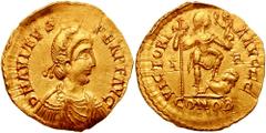 AVITUS. 455-456 AD. AV Solidus (4.41 gm). Arelate (Arles) mint. Estimate $30000 AVITUS. 455-456 AD. AV Solidus (4.41 gm). Arelate (Arles) mint. D N AVITVS PERP F AVG, rosette-diademed, draped, and cui