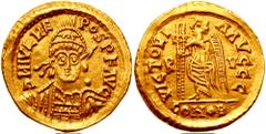 JULIUS NEPOS. Second Reign, 477-480 AD. AV Solidus (4.45 gm). Ravenna mint. Estimate $12500  JULIUS NEPOS. Second Reign, 477-480 AD. AV Solidus (4.45 gm). Ravenna mint. D N (retrograde) IVL N(retrogra