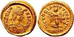 ZENO. Second Reign, 476-491 AD. AV Tremissis (1.49 gm). Constantinople mint. Estimate $500 ZENO. Second Reign, 476-491 AD. AV Tremissis (1.49 gm). Constantinople mint. D N ZENO PERP AVG, pearl-diademe