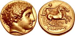 KINGS of MACEDON. temp. Philip II – Alexander III. Circa 340/36-328 BC. AV Stater (16mm, 8.56 g, 1h). In the name and types of Philip II. Pella mint. Head of Apollo right, wearing laurel wreath / ΦIΛI