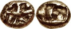 IONIA, Uncertain. Circa 600-550 BC. EL Hekte – Sixth Stater (11mm, 2.34 g). Lydo-Milesian standard standard. Figural type. Uncertain design (bee?) / Two incuse square punches. Cf. Karwiese serie II, 2