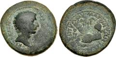 LYDIA, Magnesia ad Sipylum. M. Tullius Cicero Minor. Proconsul of Asia, early to mid 20s BC. Æ (25mm, 9.07 g, 12h). Theodoros, magistrate. Bare head of Cicero Minor right / Right hand holding wreath, 