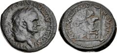 PISIDIA, Apollonia-Mordiaeum. Vespasian. AD 69-79. Æ (24mm, 8.84 g, 6h). AVTOKPATOPI KAICAP C[...]VECΠACIAN, laureate head right / ΛΠΟΛΛωNIATω–N ΛYKIωN, Zeus seated left, holding patera and scepter. V